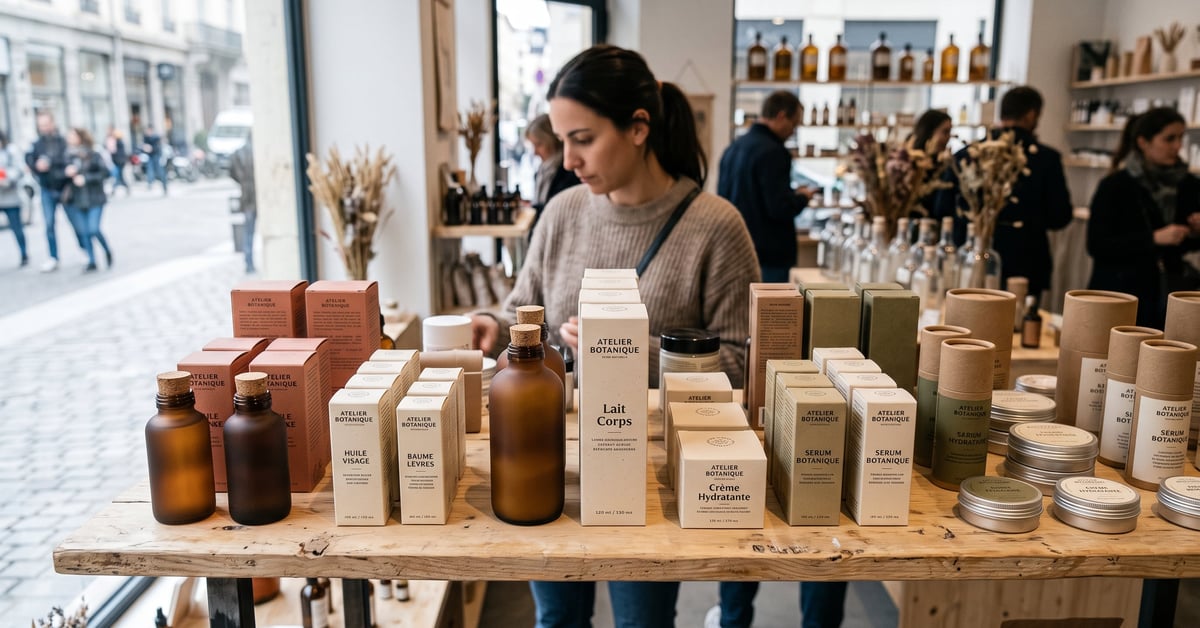 Emballage pour produit cosmétique élégant en conditionnement moderne sur fond épuré