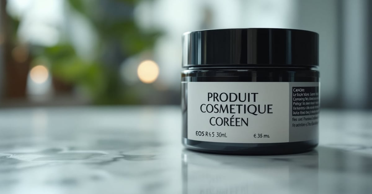Produits cosmétiques coréens soins de peau étalés sur une surface moderne – produit cosmetique coréen
